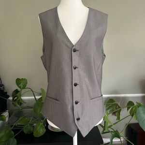 J. Ferrar Men’s Slim Fit Gray Suit Vest – Adjustable Back Strap, Size M
